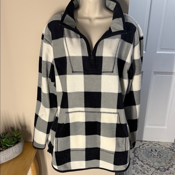 Style & Co. Tops - Style & Co quarter zip fleece plaid sweatshirt